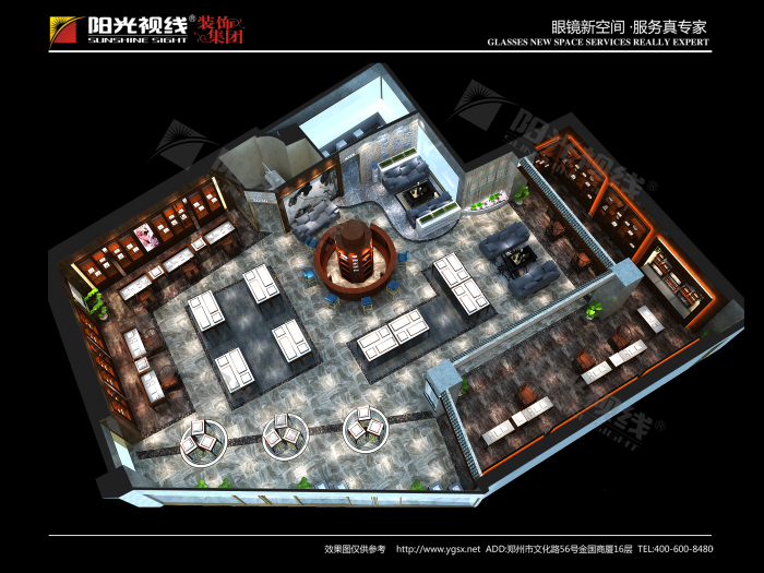 孝感眼镜店设计装修俯瞰效果图 孝感眼镜店设计装修俯瞰效果图