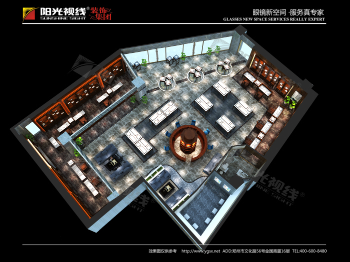 孝感眼镜店装修设计俯瞰效果图 孝感眼镜店装修设计俯瞰效果图