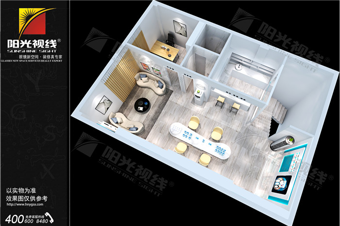 河南博视眼镜店双层复式结构装修设计图
